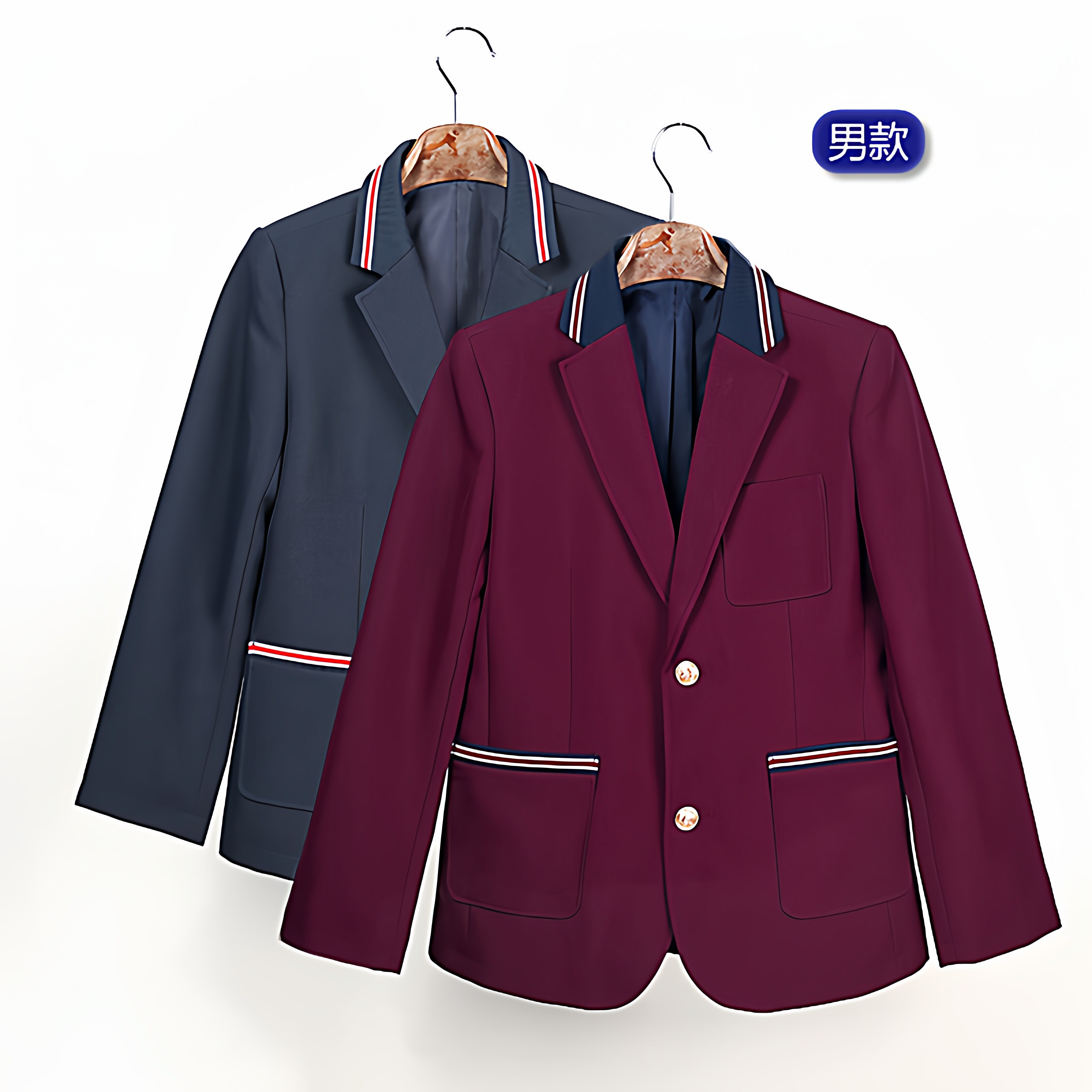 儿童礼服小西装枣红色女童男童春秋款西服外套小学生藏青色制服