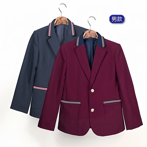 儿童礼服小西装枣红色女童男童春秋款西服外套小学生藏青色制服