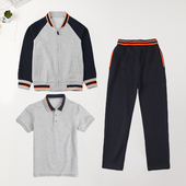 男童棒球服灰色拉链外套英伦风春秋款 儿童女童小学生校服运动套装