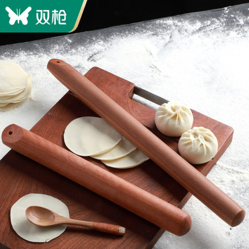 双枪擀面杖家用大号蔷薇木擀面棍