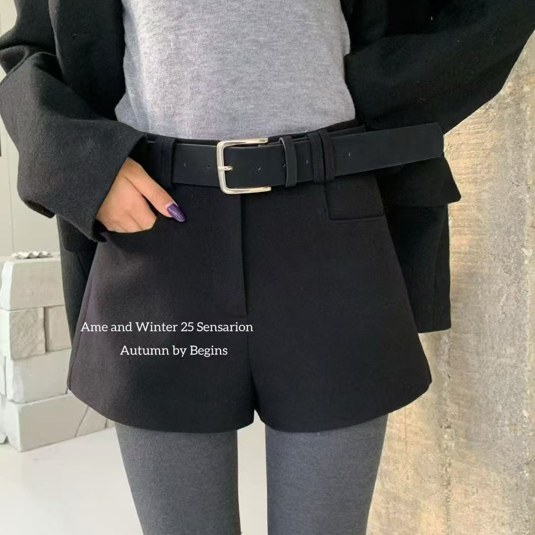 2025秋冬新款韩版时尚高腰显瘦百搭休闲短裤女百搭a字阔腿靴裤潮