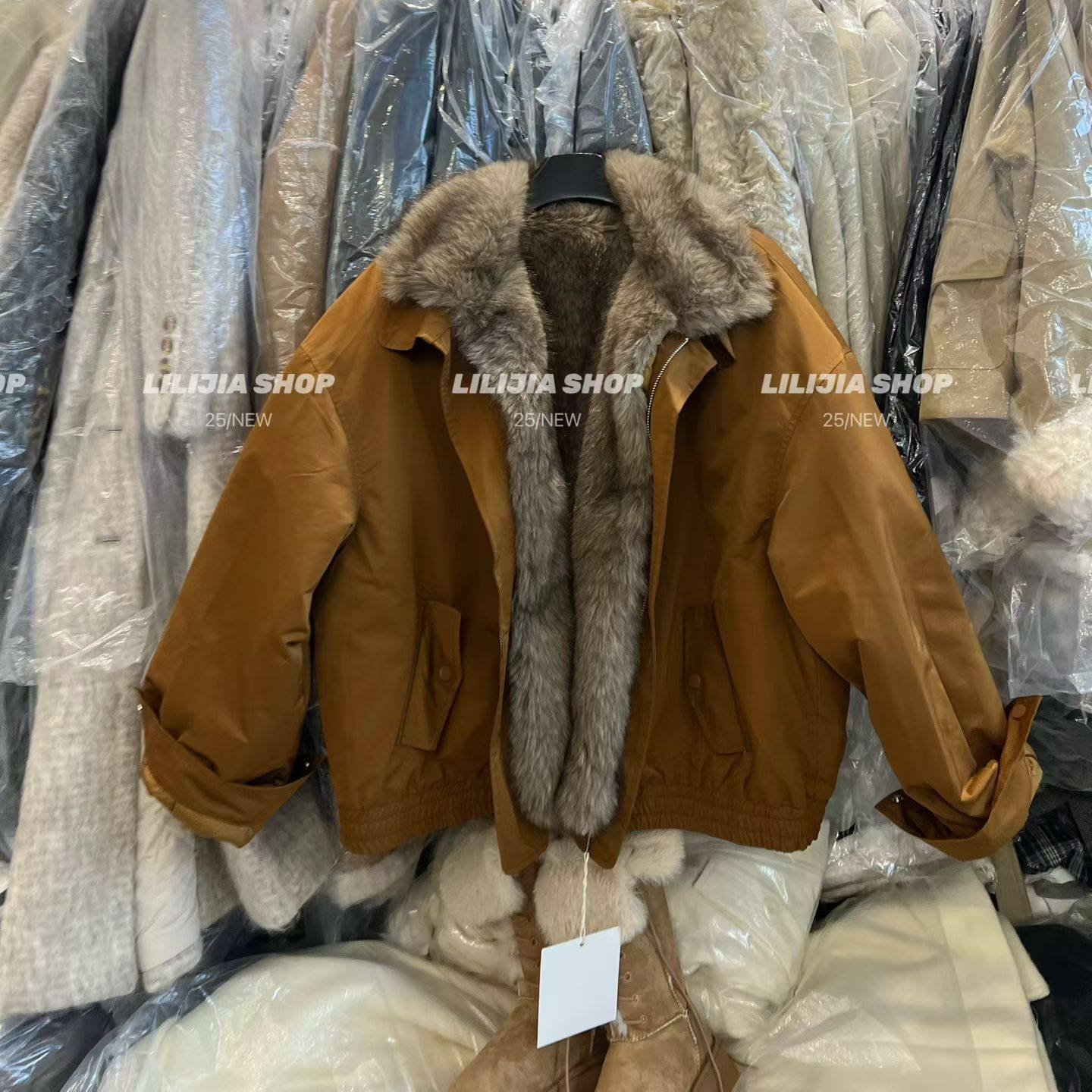 焦糖色夹棉加厚夹克女冬外套2025