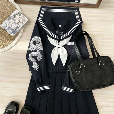 正版原创白龙日系暗黑不良水手服