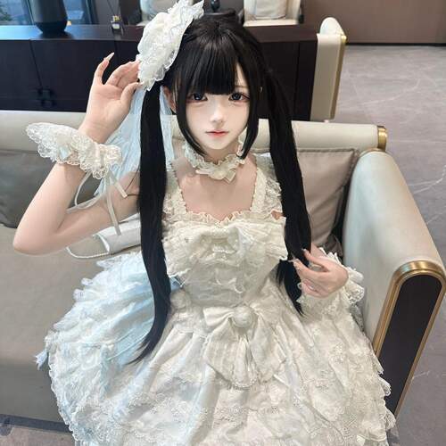 自然lolita假毛齐刘海双马尾减龄