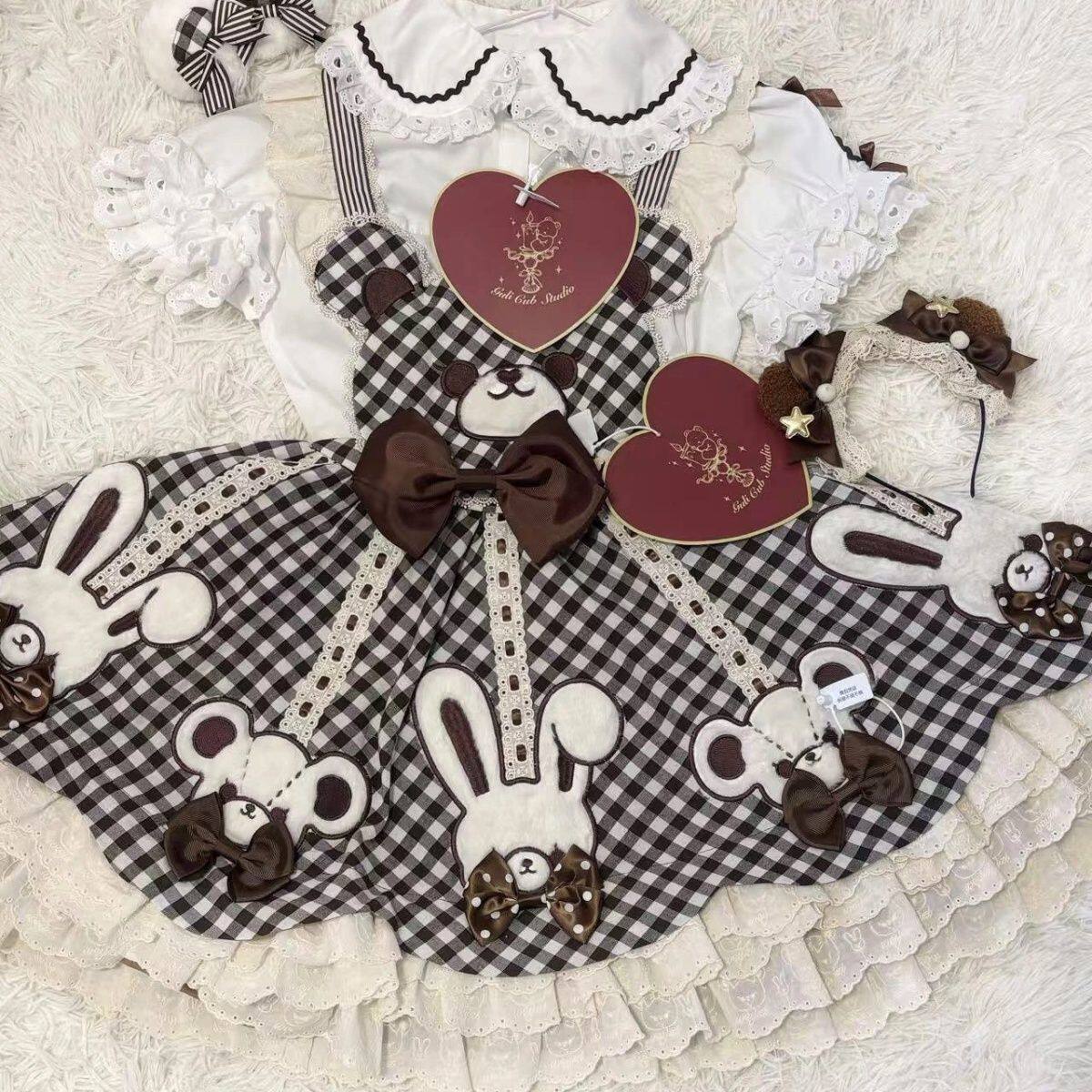 熊古力lolita冶田团治熊古栗精致正版旧版可爱花边洛丽塔背带套装