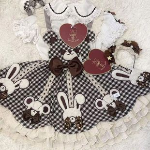 可爱花边洛丽塔背带套装 熊古力lolita冶田团治熊古栗精致正版 旧版