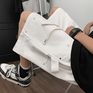 男2025夏季 短裤 薄款 潮牌百搭宽松大码 美式 五分裤 复古铆钉设计工装