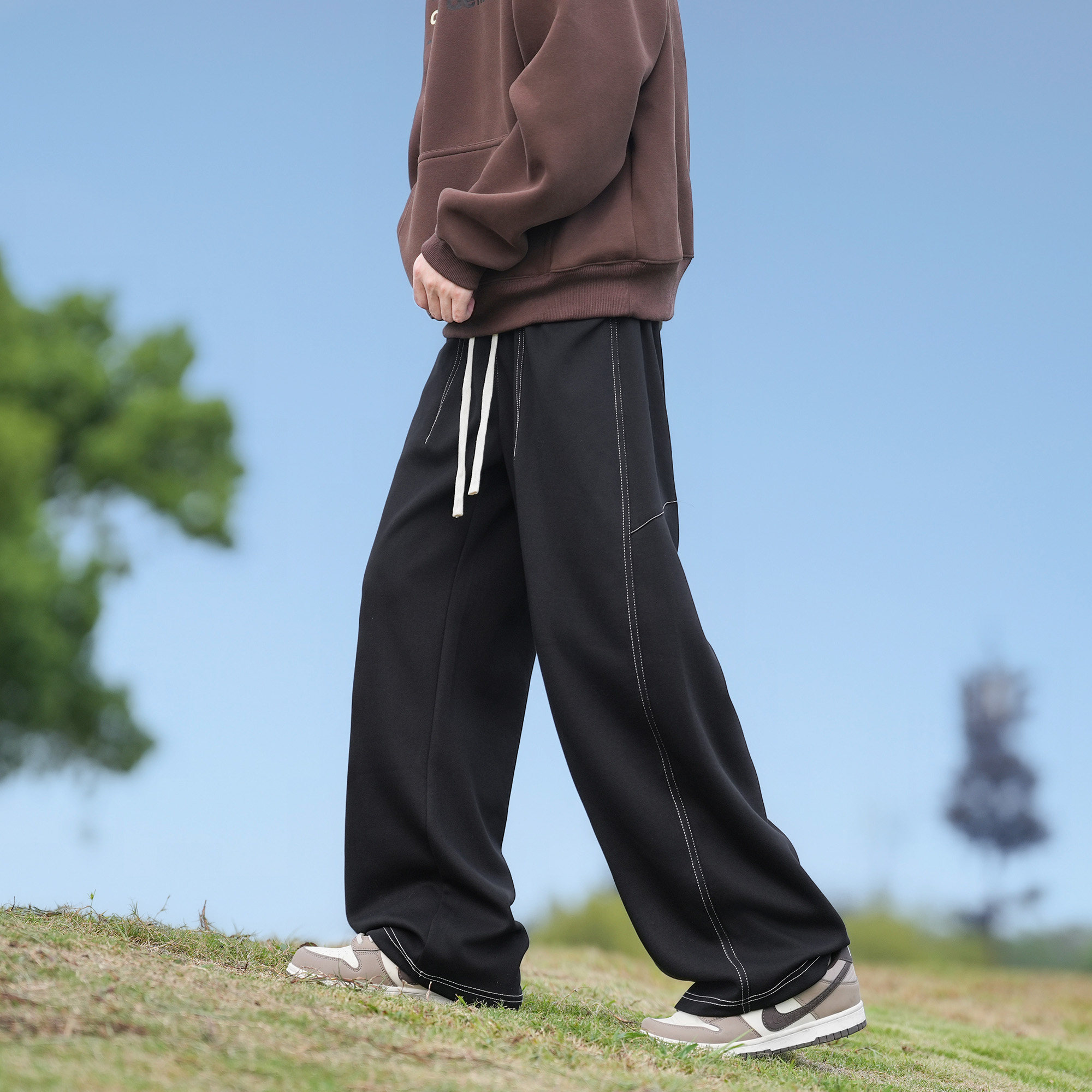 美式明线休闲裤男春季潮流cleanfit大码宽松阔腿男生裤子直筒长裤,男装,休闲裤,淘宝优惠券,粉丝福利购,淘宝优惠卷