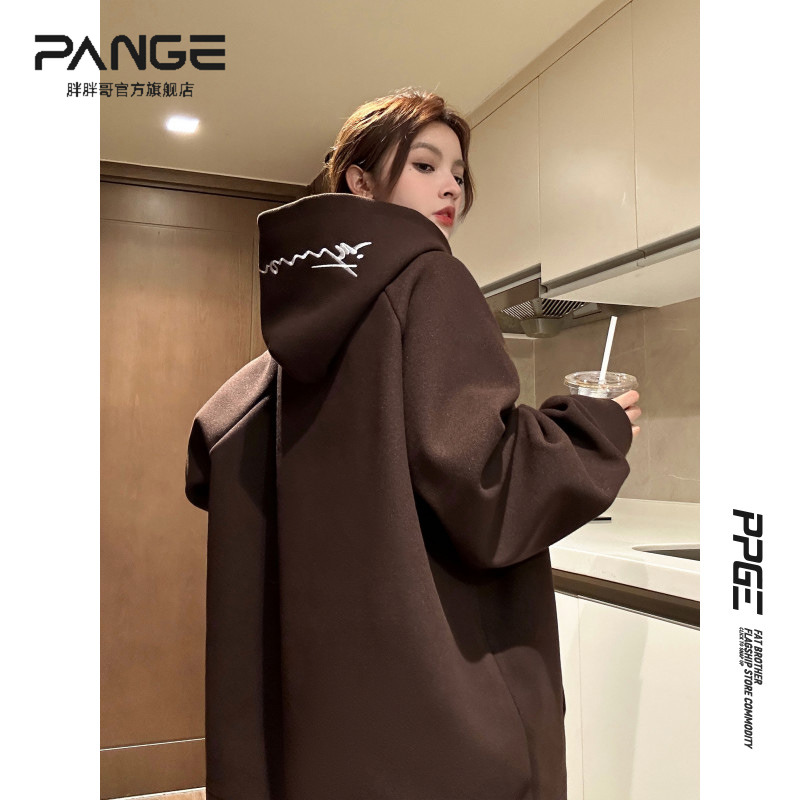 美式复古呢料刺绣卫衣男春秋新款