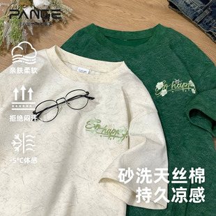 t恤2025夏季 短袖 薄款 重磅男装 体恤 新款 刺绣潮牌设计宽松半袖 男式