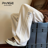 440g重磅织带条纹休闲裤 子直筒青少年运动卫裤 男春秋款 加绒加厚裤