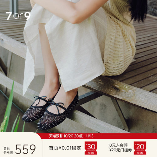 7or9镂空网面蝴蝶结玛丽珍鞋