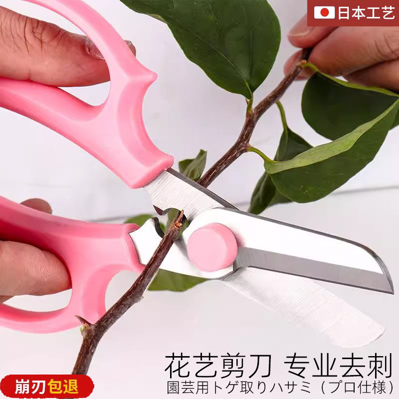 日本花艺剪刀鲜花修剪花卉园艺不锈钢修花插花花店专用打刺修枝剪