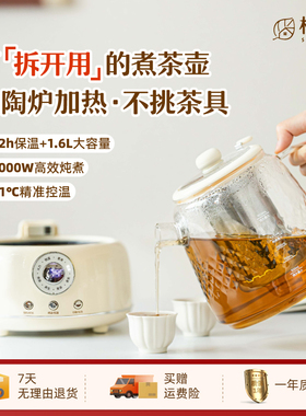 树可知心壶煮茶器纯全玻璃恒温电陶炉烧水壶花茶炖煮办公室养生壶