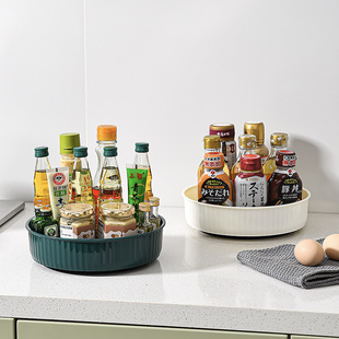 厨房可旋转调料置物架多功能360度调味酱油醋收纳架子轻奢水果盘