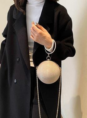 round temperament diamond-encrusted hand crossbody ladie bag