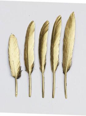 50pcs/bag Gold Plated Feathers 5-7inches for Christmas