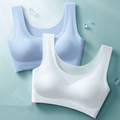 薄款 无痕内衣女无钢圈聚拢美背睡眠运动背心式 文胸 一片式 冰丝夏季
