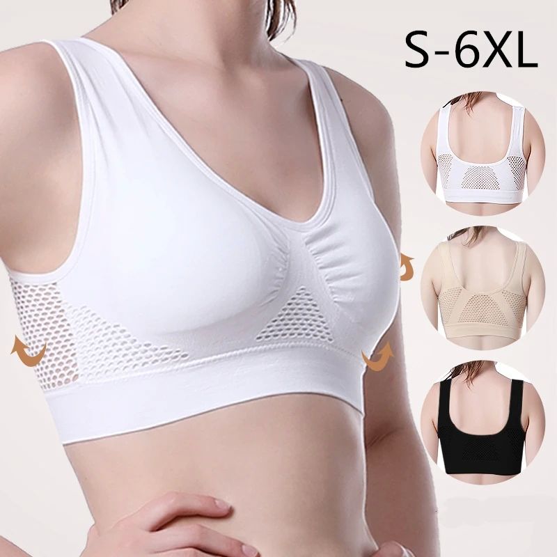 S-6XL Women Sports Bra Fitness Running Vest Gym Workout