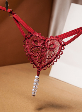 Embroidery Flower Massage Beads G-String Women T Panties