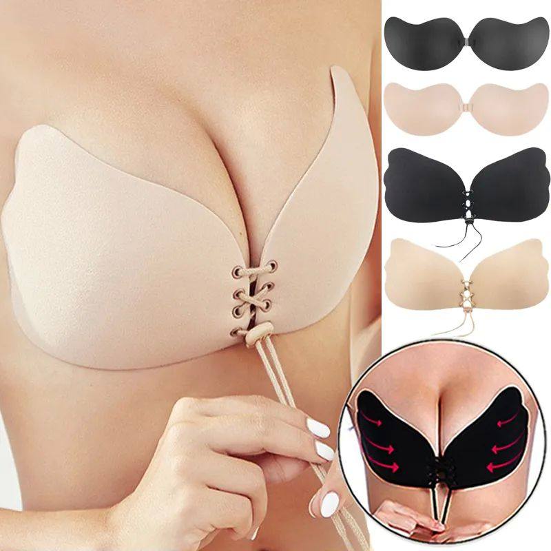 Women Self Adhesive Strapless Bandage Backless Solid Bra