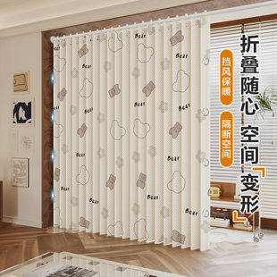 客厅改卧室隔断帘一房变两房遮挡帘折叠帘免打孔美容院办公室屏风