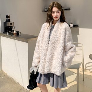 25新款皮毛一体外套女中长款小湖羊毛绒环保皮草宽松年轻时尚上衣