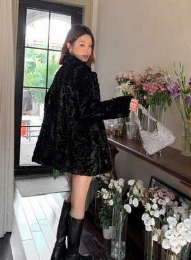 姿如香秋冬环保皮草胡羊水貂毛绒外套女中长款加厚保暖大衣年轻款