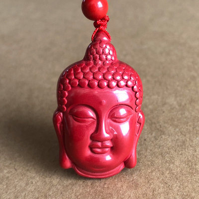 原矿帝王红朱砂出人头地吊坠 男女款成佛挂件 释迦摩尼佛头挂坠