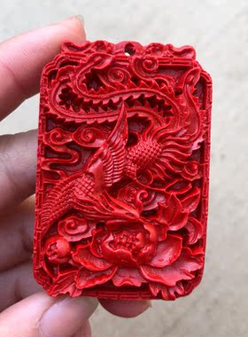 天然朱砂丹凤朝阳吊坠  男女款护身凤舞九天火凤凰朱雀增吉挂件