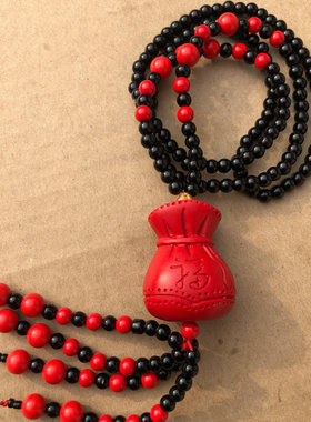 原矿朱砂福袋毛衣链吊坠女款有财有福衣服配饰节日送礼物福气满满