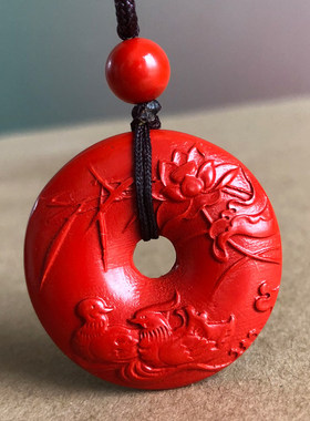 2021牛年比翼增情朱砂红吉祥物吊坠鸳鸯生情催缘开运项链挂件证书