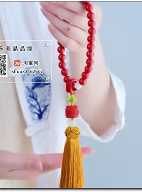 天然原矿高含量朱砂红砂水飞砂醒狮汽车挂件车挂包挂高档车饰品