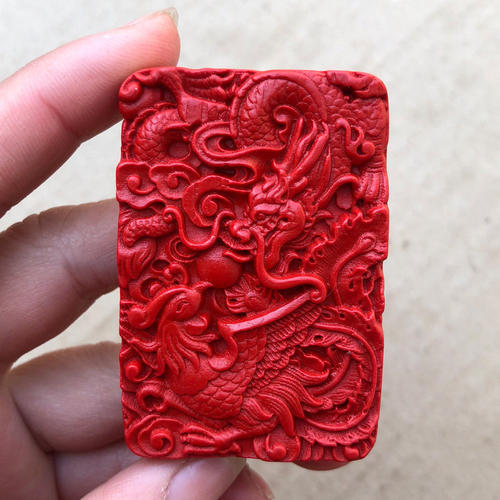 正红朱砂龙凤呈祥吊坠 男女方款吉祥美满挂件龙飞凤舞饰品龙凤佩