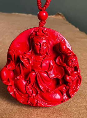 正红朱砂送子观音菩萨吊坠坐莲观音佛像男孩女孩送子娘娘观音挂件