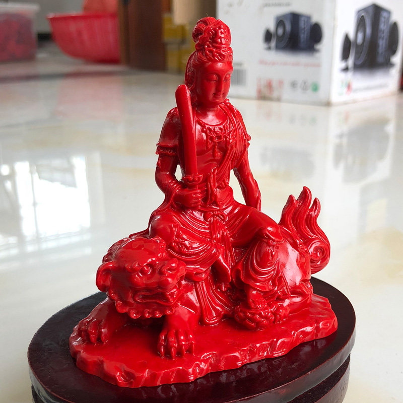 高含量朱砂帝王红文殊菩萨佛像观音家居供奉摆件新鲜出炉未镶嵌