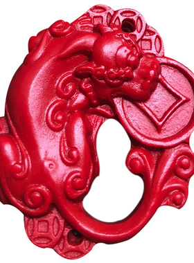 玉见美玉 天然原色朱砂貔貅平安扣吊坠 男女招财进宝玉佩项链随身