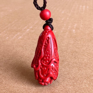高含量朱砂白菜吊坠 立体雕刻百财福来送女友礼物挂件坠子 男女款