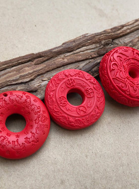 原色朱砂红平安扣吊坠十二生肖彼岸花挂件坠婚庆装饰男女怀古