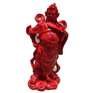 大刀关公关二爷摆件 原色朱砂财神爷神像武财神供奉招财镇宅桌面