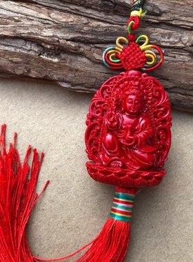 天然朱砂一面观音一面佛吊坠观音佛玉佩衣链双面佛祖平安挂饰车坠