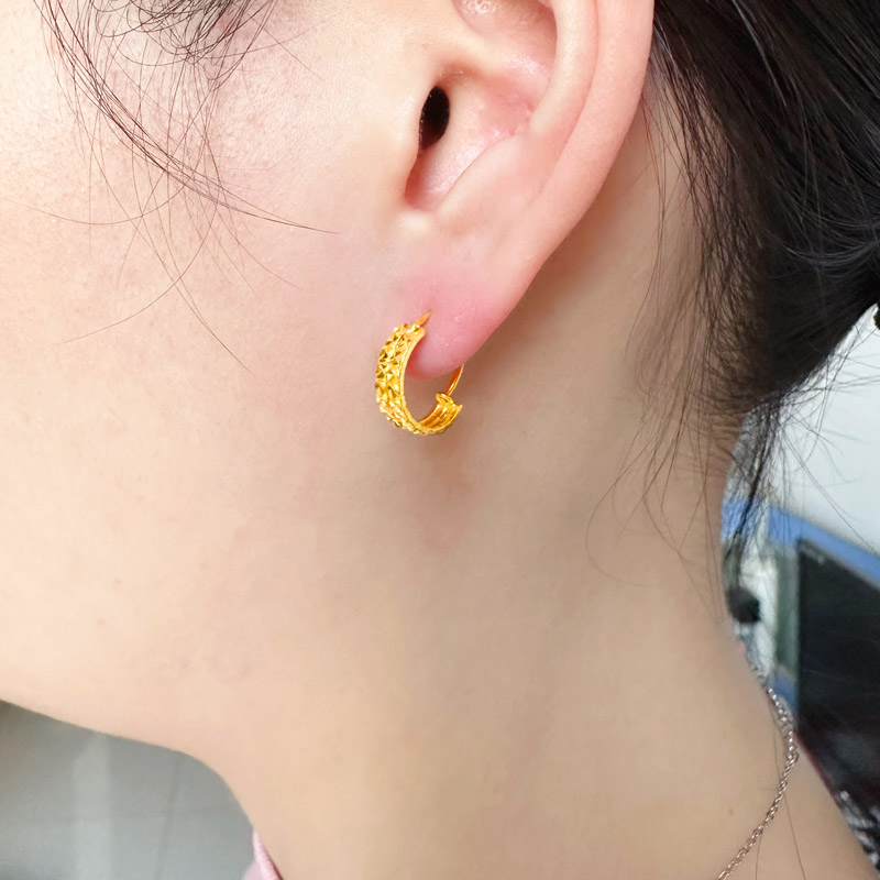 黄金耳环9999足金耳饰女款素金耳扣年轻人送老婆生日礼物按克