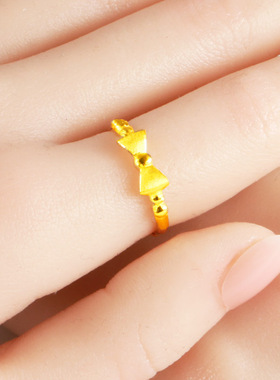 黄金戒指女款9999足金蝴蝶结5G真金食指环送女朋友礼物按克重