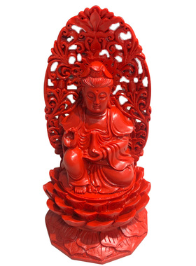 朱砂南海观音菩萨佛像客厅家用坐莲花供奉佛摆件 观世音菩萨证书