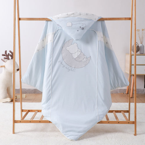 新生儿纯棉抱被加厚可脱胆顶两件