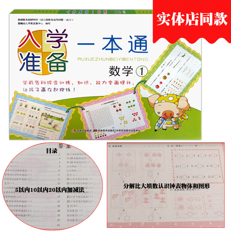 入学准备一本通数学1一晨曦早教幼升小幼小衔接儿童学前班数学题幼小衔接升一年级5-10分解与组成练习册十20以内加减法口算天天练