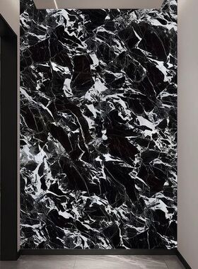 拿破仑黑大理石背景墙布黑色宝各利仿岩板壁布电视背景墙定制壁画