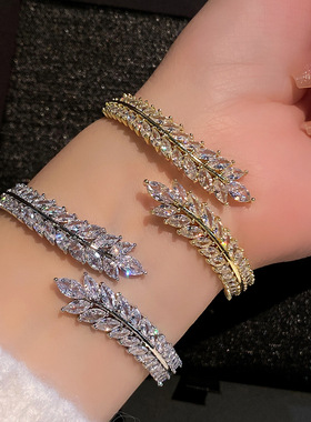 轻奢镶钻麦穗手镯感优雅晚宴聚会奢华宴会名媛风精致新娘手环