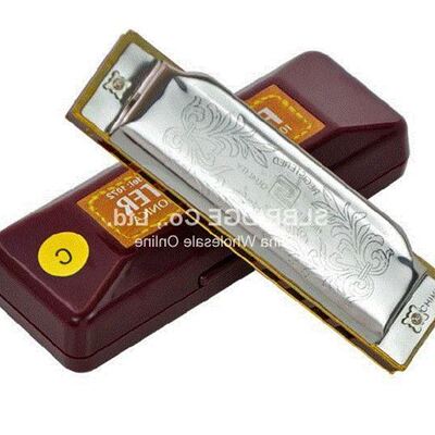 silver Suzuki 1072 Folk Master Harmonica 10 Ho Blues Key