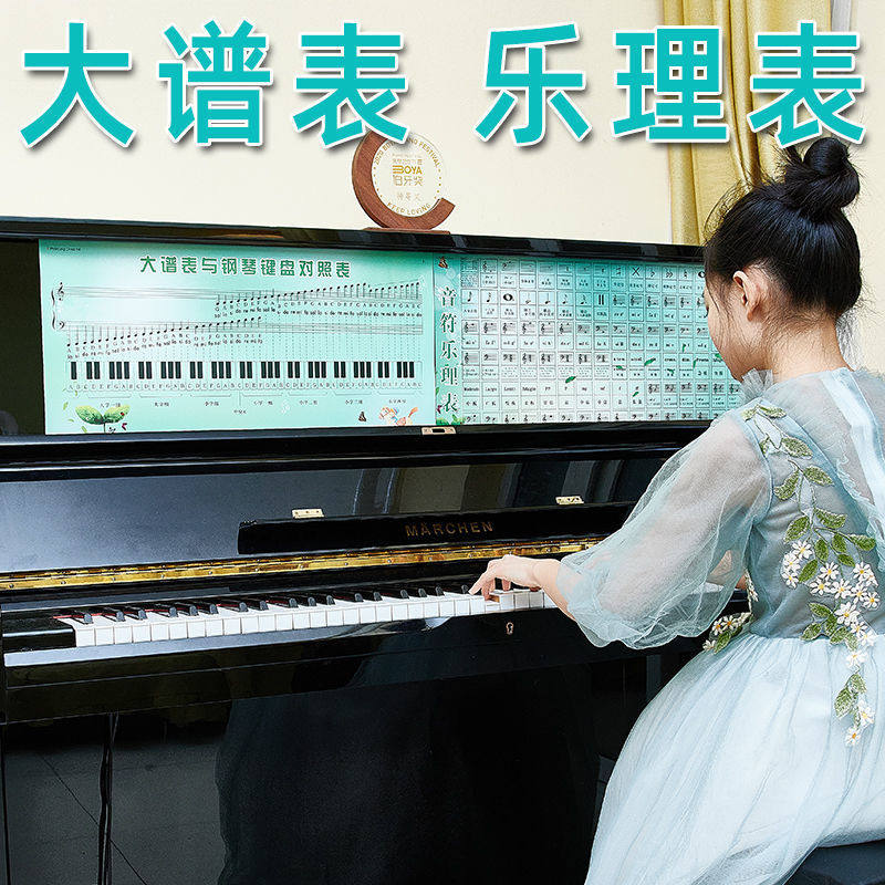 钢琴识谱神器大谱表与钢琴键盘对照表挂图墙五线谱本家用教学88键